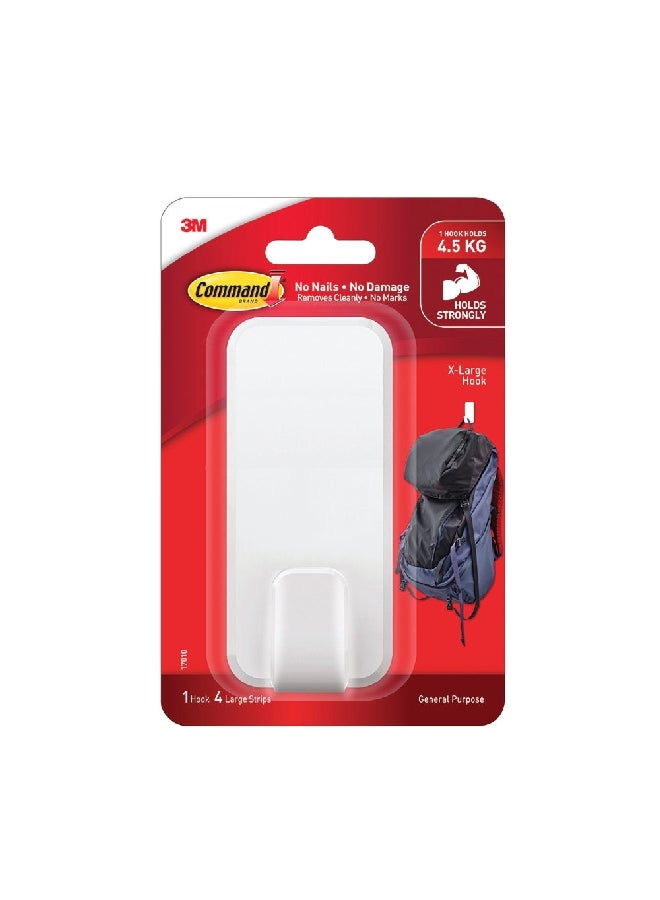 كوماند 17010-ES خطاف تعليق بلاستيكي لا يسبب التلف ذاتي الالتصاق أبيض مقاس اكس لارج - Image 1